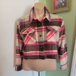 Plaid Women's Jacket in Pink and Brown